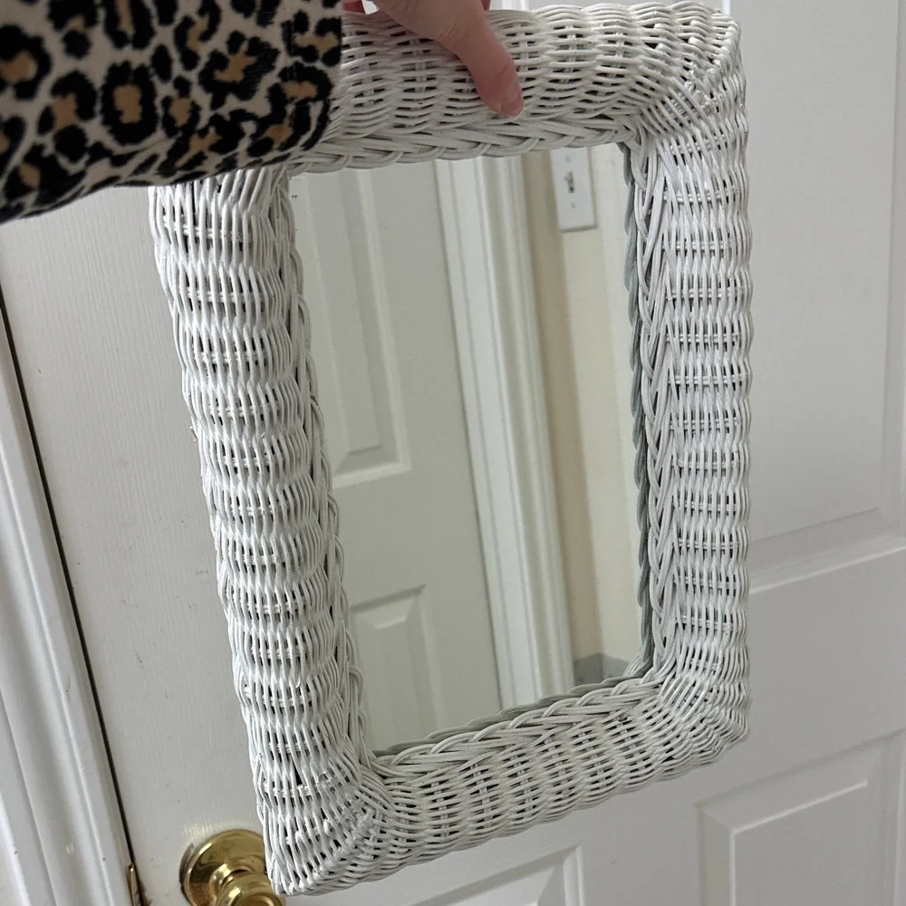 White Wicker Wall Mirror